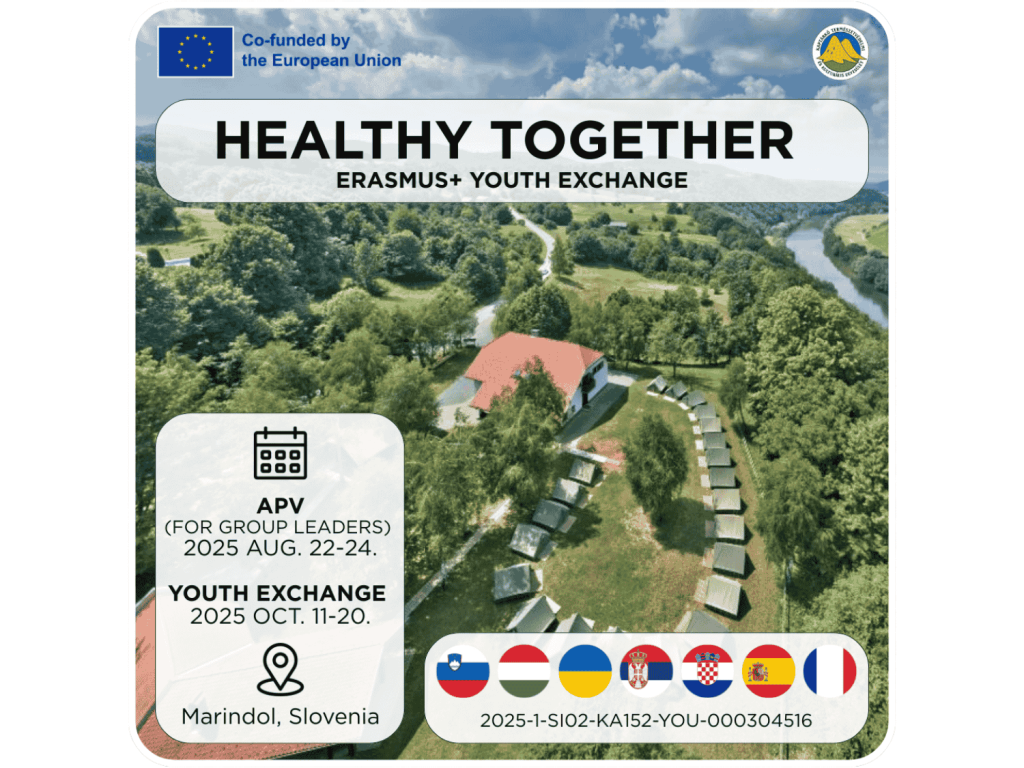 Újabb Erasmus+ Ifjúsági csereprogram lehetőség Szlovéniában – Healthy Together